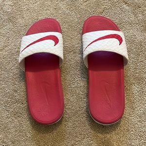 EUC Nike pink/white slides.  Size 11.